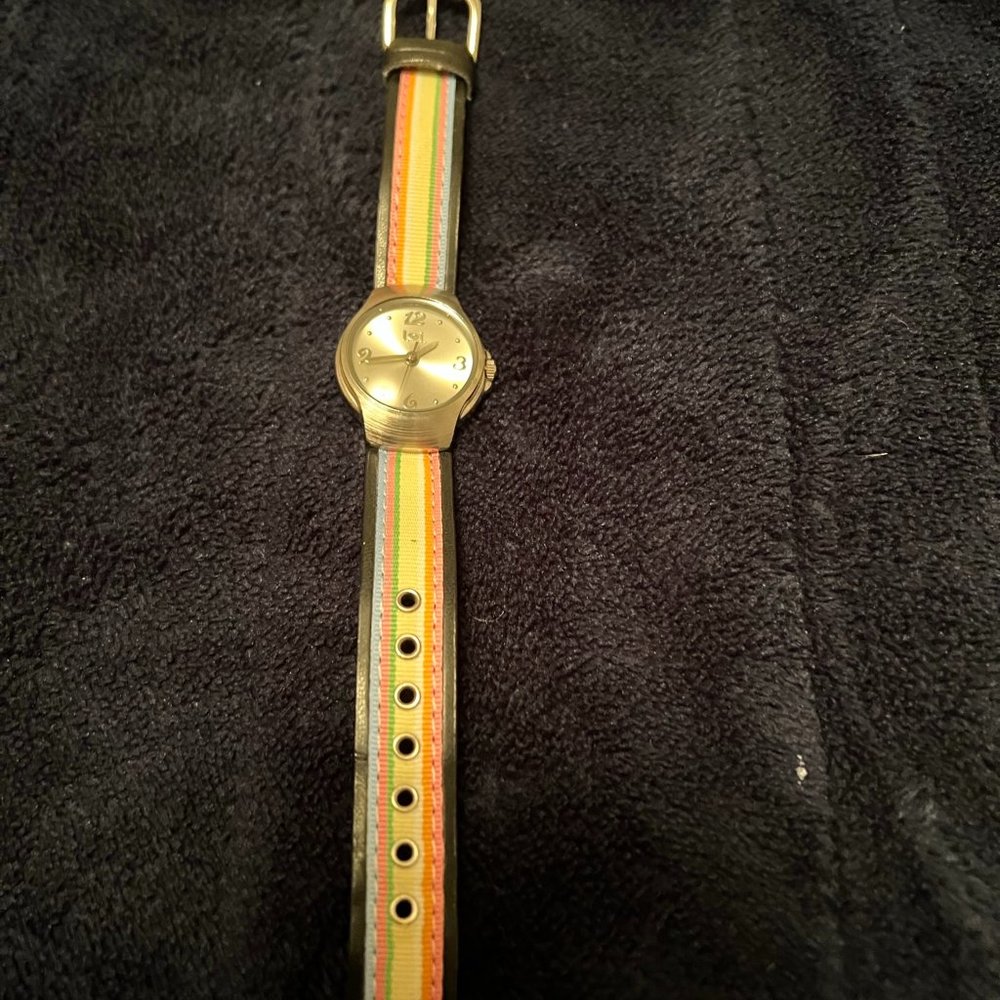 NWOT Lei Brand Watch w/Striped Leather Adjustable Band